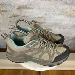 Merrell Shoes Womens Size 8 Beige Mesh Trail Hiking Walking Sneakers J55688